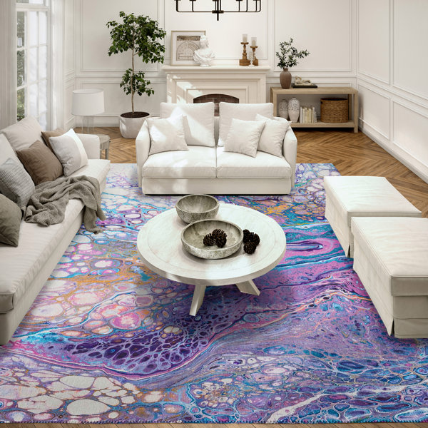 Bless international Chenille Blue/Purple Rug & Reviews Wayfair